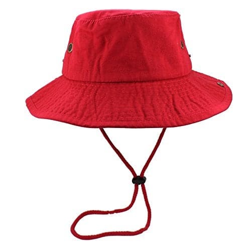 Gelante 100% Cotton Stone-Washed Adjustable Bucket Safari Boonie Sun Hats.1910-1PC Red S/M