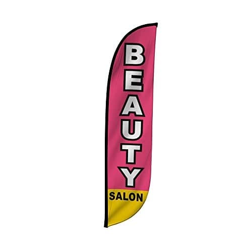 LookOurWay Feather Flag Banner - 12 Feet Tall Advertising Flags for Outdoor Business and Events Promotion - Swooper Flag Only - Business Flags - Beauty Salon (10M1200308)