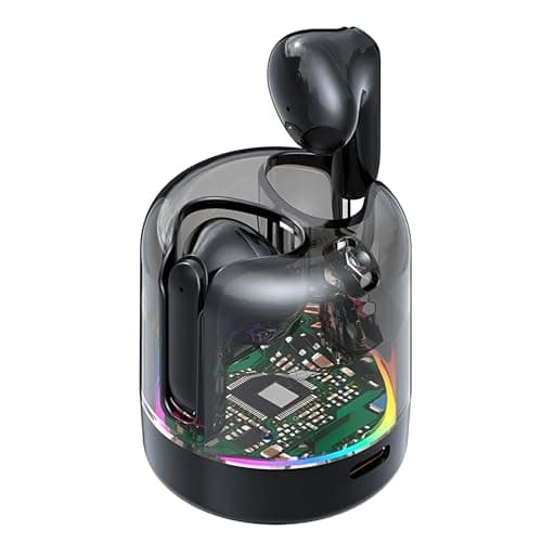 VEHOP TM70 Transparent Truly Wireless TWS Earbuds, AI-ENC Calls, 30Hrs Playtime with Type-C Fast Charging, in-Ear Bluetooth 5.3 Headphone, Immersive Audio, Voice Assistant, IPX5 Water Resistant(BLACK)