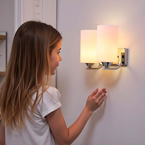 BrightLyt Silver Double or 2 Shade Wall Light for Home Decoration, Wall Lamp for Bedroom, Living Room (Metal & Glass)