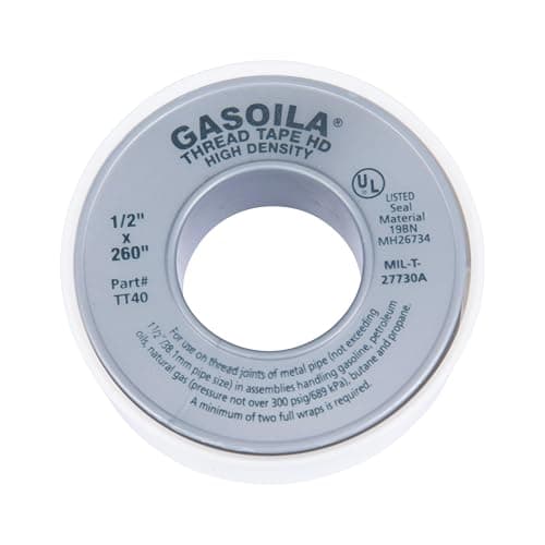 Gasoila PTFE Thread Seal Tape – Professional-Grade, 1/2 Inch x 260 Inch, High-Density Thread Tape for Plumbing, HVAC, Gas Lines, Water Pipes, and Air Compressors – Leak-Proof Seal, Non-Toxic
