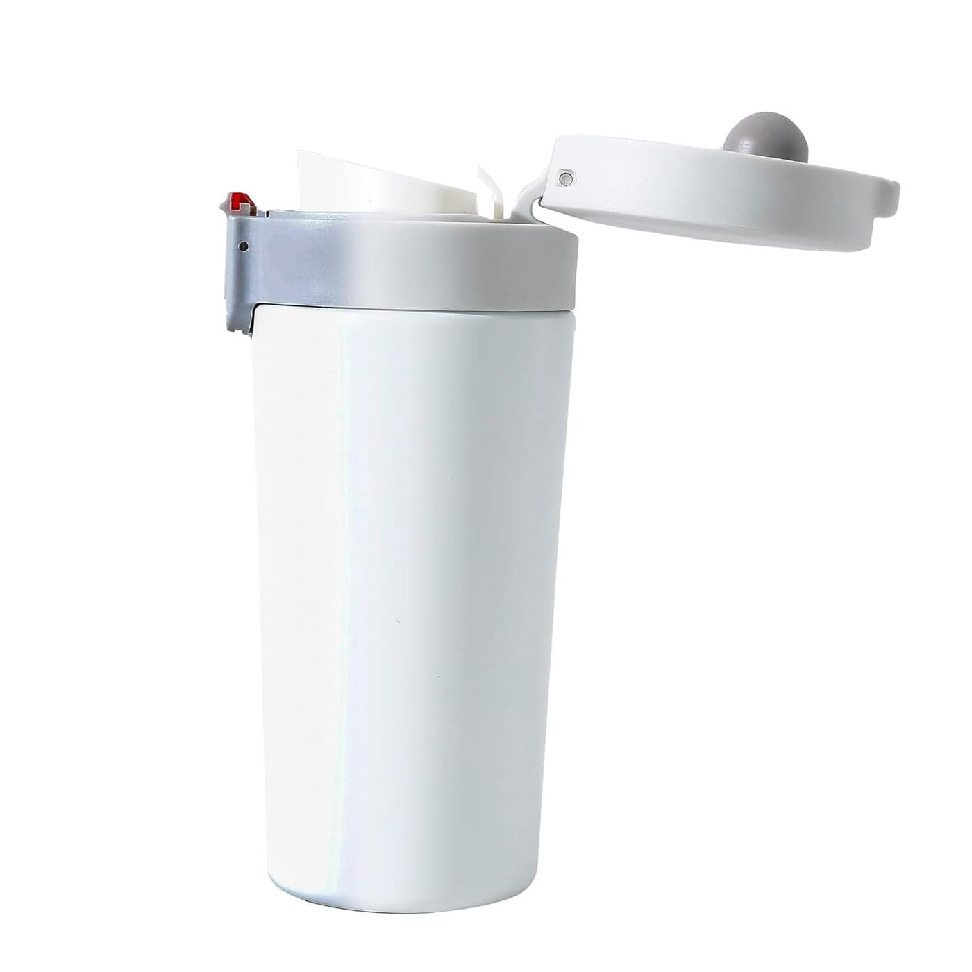 Kuber industries Stainless Steel Insulated Coffee Tumbler With Sipper Lid 380 ML (White)
