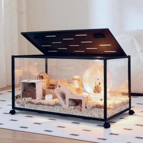 ALLOYNIX Hamster Cage, 360-Viewing Metal Rat Cage, Chewproof, Stackable Large Cage with Top Access, for Dwarf Syrian Hamster, Gerbil, Mouse (24 * 16 * 16IN)