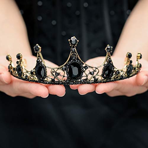 Aceorna Black Crowns and Tiaras Crystal Rhinestones Pricess Crowns Bride Wedding Crown for Women Decorative Bridal Pricess Tiaras Hair Accessories for Halloween Costume Prom Birthday
