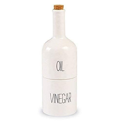 Stacked Oil and Vinegar Decanter Set, White