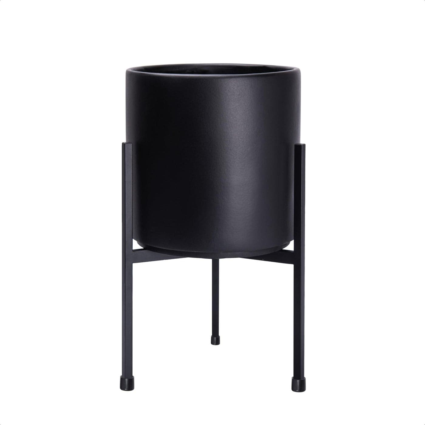 Dvine Dev Modern Black Plants Pot Cylinder Planter with Heavy Duty Stand Small 8 Inch Pot 126 Inch with Stand Height 96TB1