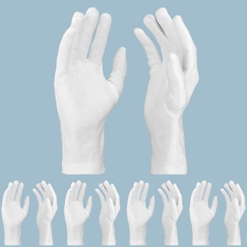 ENPOINT 5 Pairs Archival Photo Gloves, White X-Large Work Gloves For Handling Art Working Photography Men & Womens Cloth Gloves Liners Bulk for Handling Jewelry, Film, Photo, Coin Metal Inspection
