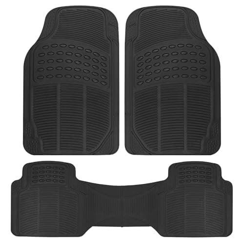 BDK ProLiner Floor Mats for Cars Trucks SUV 3Piece AllWeather Car Mats with Universal Fit Design Durable Car Floor Mats with Capture Ridges Waterproof Rubber Floor Mats for Cars Black