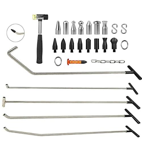 LadyRosian Dent Repair Rods Tools 27PCS Paintless Dent Repair Kits with Stainless Steel Taper Head Tools for Car Auto Body Dents Hail Damage Removal