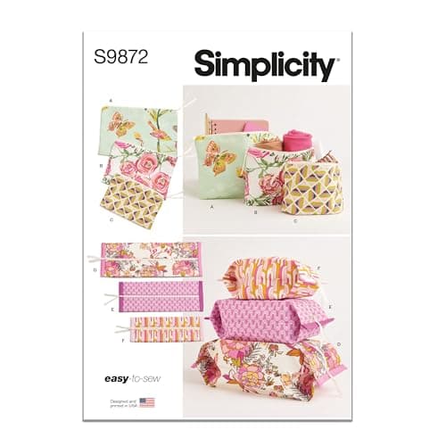 Simplicity SS9872OS Easy to Sew Zipper Cases Sewing Pattern Packet Design Code S9872 One Size