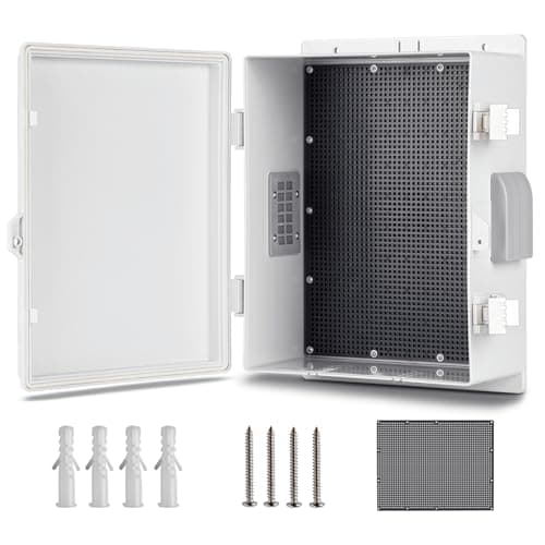CQENPR Outdoor Waterproof Electrical Junction Box, ABS Water Resistant Enclosure with Internal Mounting Panel & Hinged Cover (13" H* 9.2" L* 5.6" W)