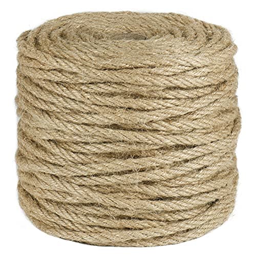 Tenn Well 5mm Jute Rope, 164 Feet 4Ply Twisted Thick Twine Rope for Gardening, Crafting, Recycling, Cat Scratching Post, Farmhouse Decor, Macrame Projects