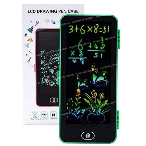 Pencil case with writting pad, magic slate Writing Tablet with pencil box Geometry Box Compass Box for Boys Girls Multifunctional with Writing Pad Smart Stationery Organizer for Kids (FF4)