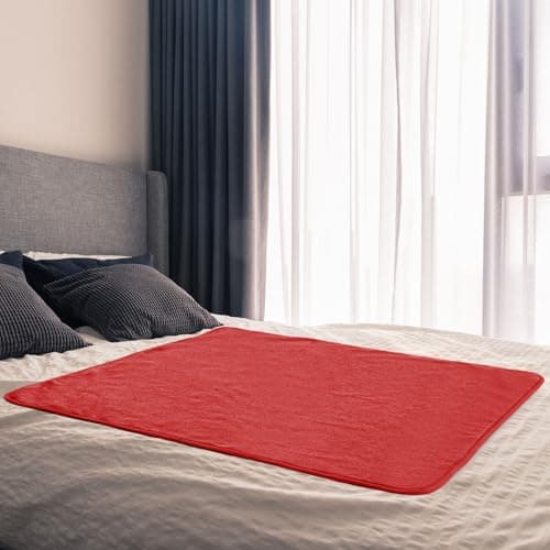 Fanfanwin 1 Pcs Couples Waterproof Mat 27 x 27 in Lover Reusable Stainproof Blanket Quiet Easy Use Mattress Protector for Adult Multi Functional Bed Sheet Couple Messy Play Pleasure Comfort (Red)