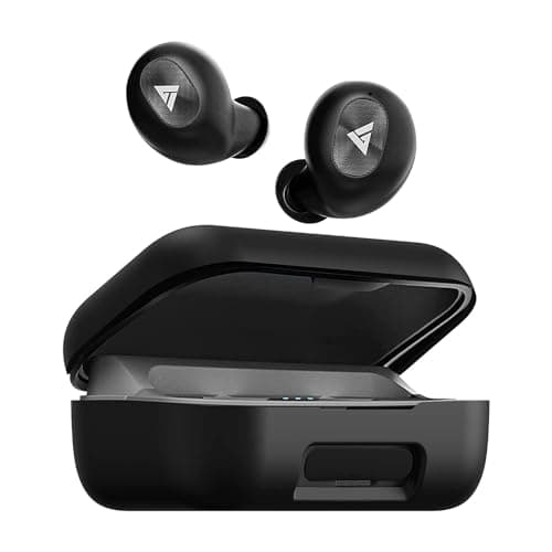 Sounce Case Cover for GOBOULT Audio AirBass PowerBuds, 360° Protection, Shockproof Design, Scratch Resistant, Silicone Case with Keychain (Front LED Visible) - Black