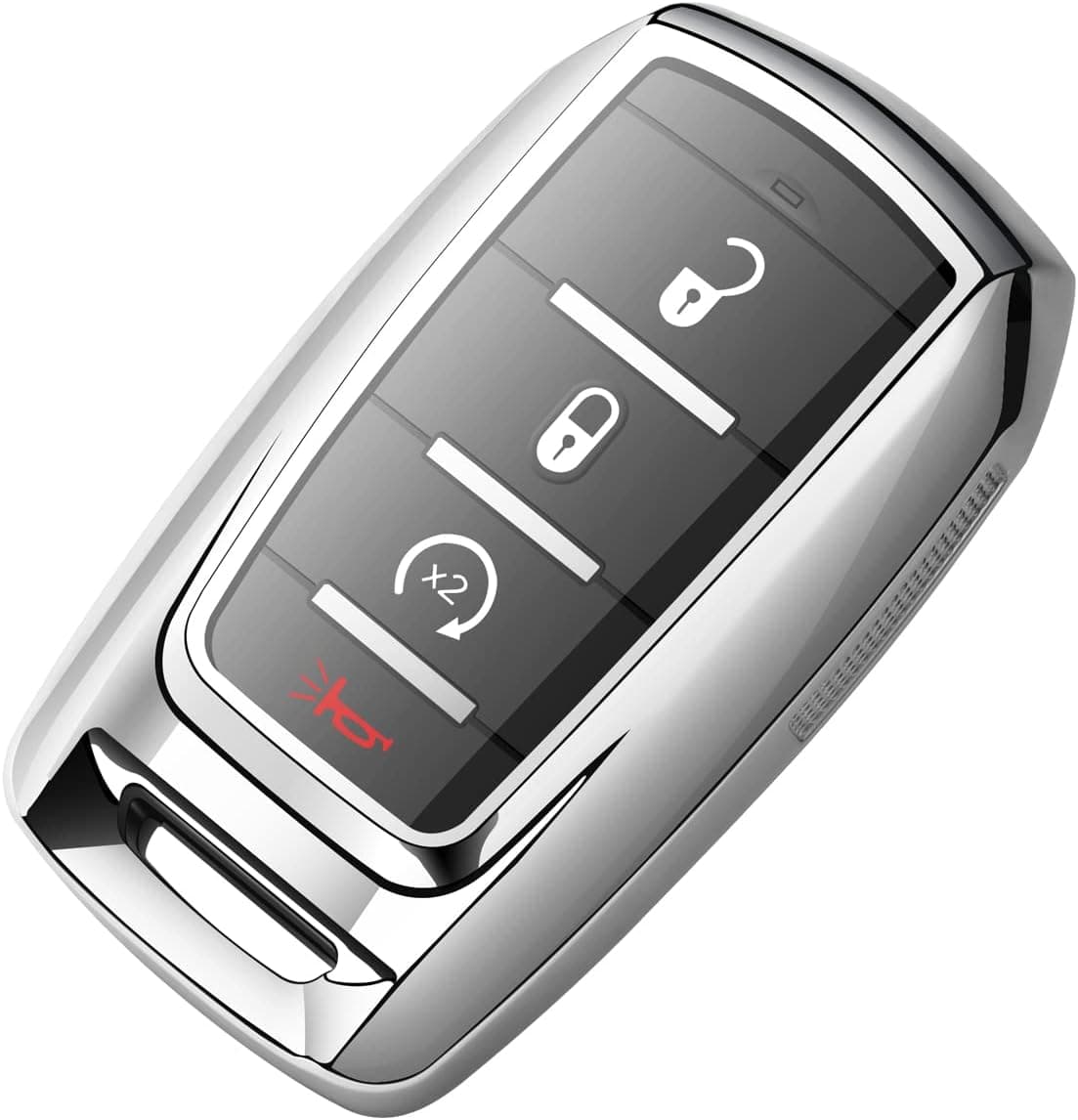 Tukellen Dodge Ram 1500 Key Fob Cover, Soft TPU Case Protector, 4/5/6-Button, Silver