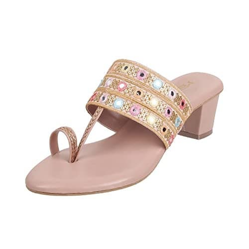 Metro Women Pink Etnicwear Block Heel Sandal UK/5 EU/38 (32-458)
