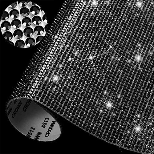 Outus 12000 Pcs Bling Bling Rhinestone Sheet Rhinestones Sticker DIY Car Decoration Sticker Self Adhesive Glitter Crystal Gem Stickers for Car Decoration, 9.4 x 7.9 Inch(Black)
