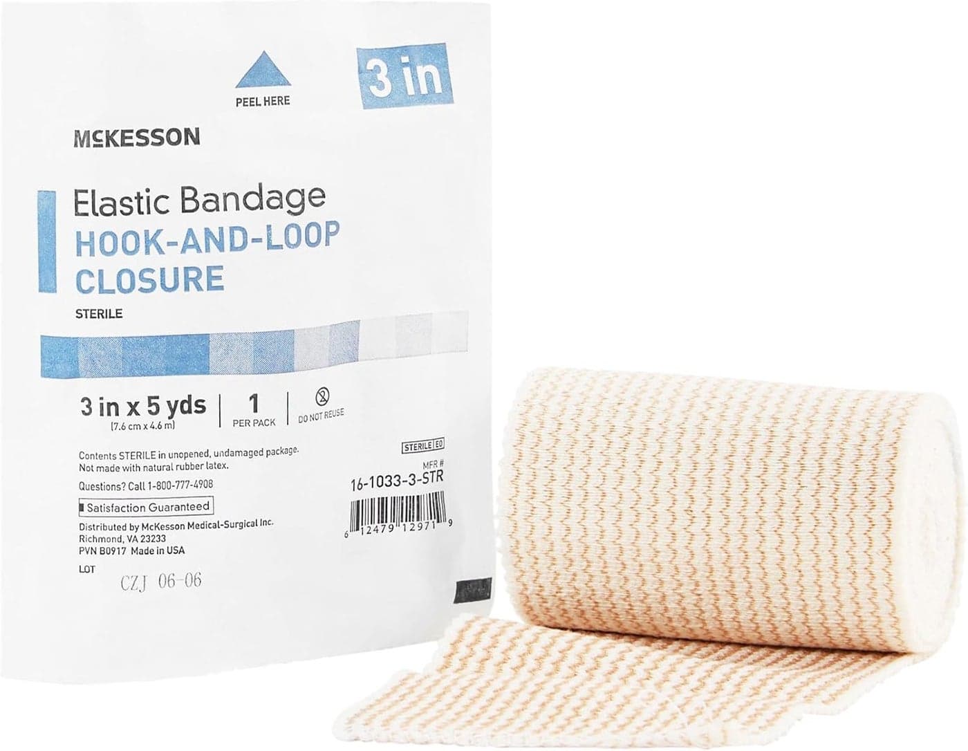 Elastic Bandages Sterile Hook and Loop Closure 3 in x 5 yd 1 Count 1 Pack