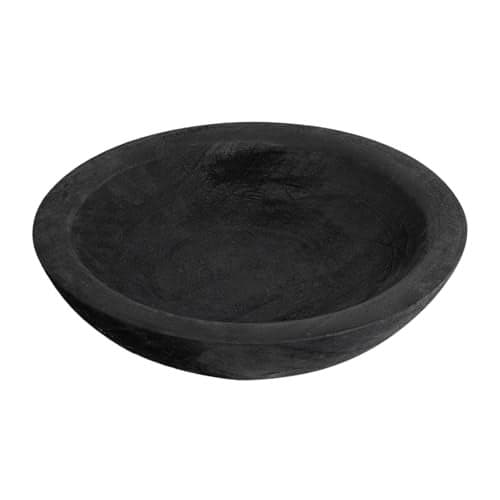 RUIRUICO Hand Carved Wooden Decorative Bowl for Home Entryway Decor, Wood Centerpiece Bowl for Coffee Table Decor, Wood Dough Bowl for Farmhouse Decor (Black)