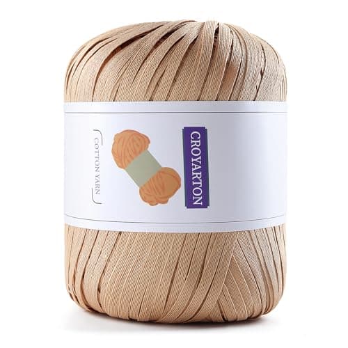 Raffia Yarn for Crochet Soft Cotton Yarn for Crocheting Summer Beach BagHat 114 Yards176 Ounce Ribbon Paper Yarn for Beginners DIY Hand Knitting HandbagBrown