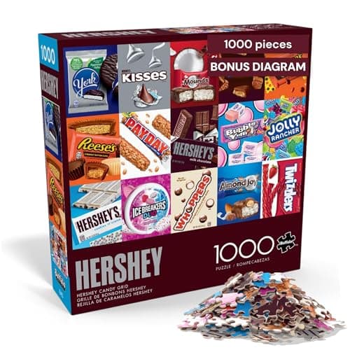 Buffalo Games Hershey Candy Grid 1000 Piece Jigsaw Puzzle for Adults Classic Chocolate Candy Puzzle with Large Reference Poster