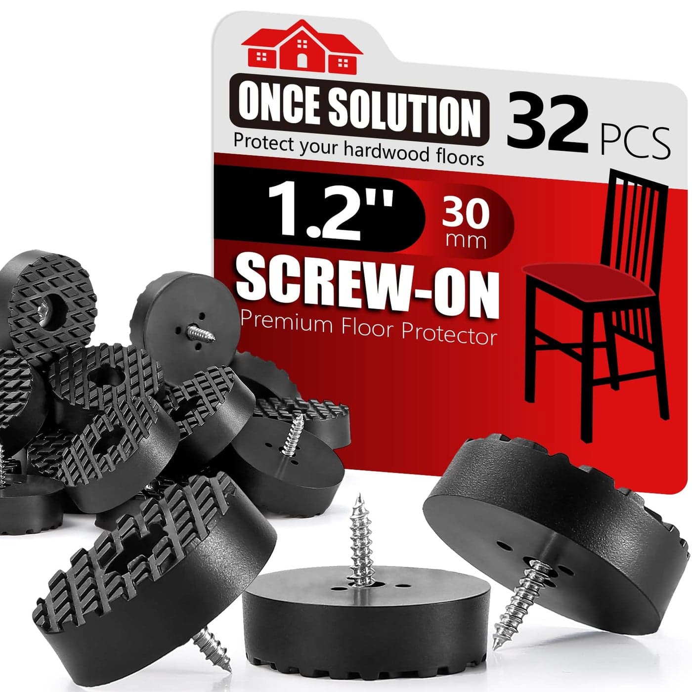 Screw On Rubber Feet for Furniture 32PCS Black 07 095 125 In For Option Anti Slip Floor Protector for Chair Leg Heavy Duty Screw Feet Furniture Pad for Hardwood Floor Durable Rubber Bumper