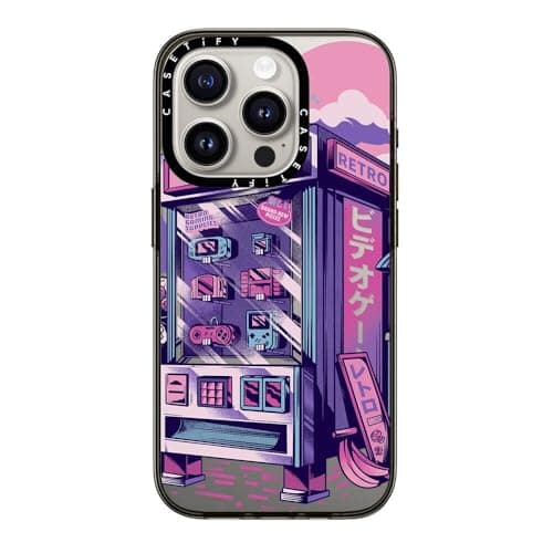 CASETiFY Compact Case for iPhone 15 Pro Lightweight 4 ft 2X Military Grade Drop ProtectionSlim Retro Vending Machine Clear Black