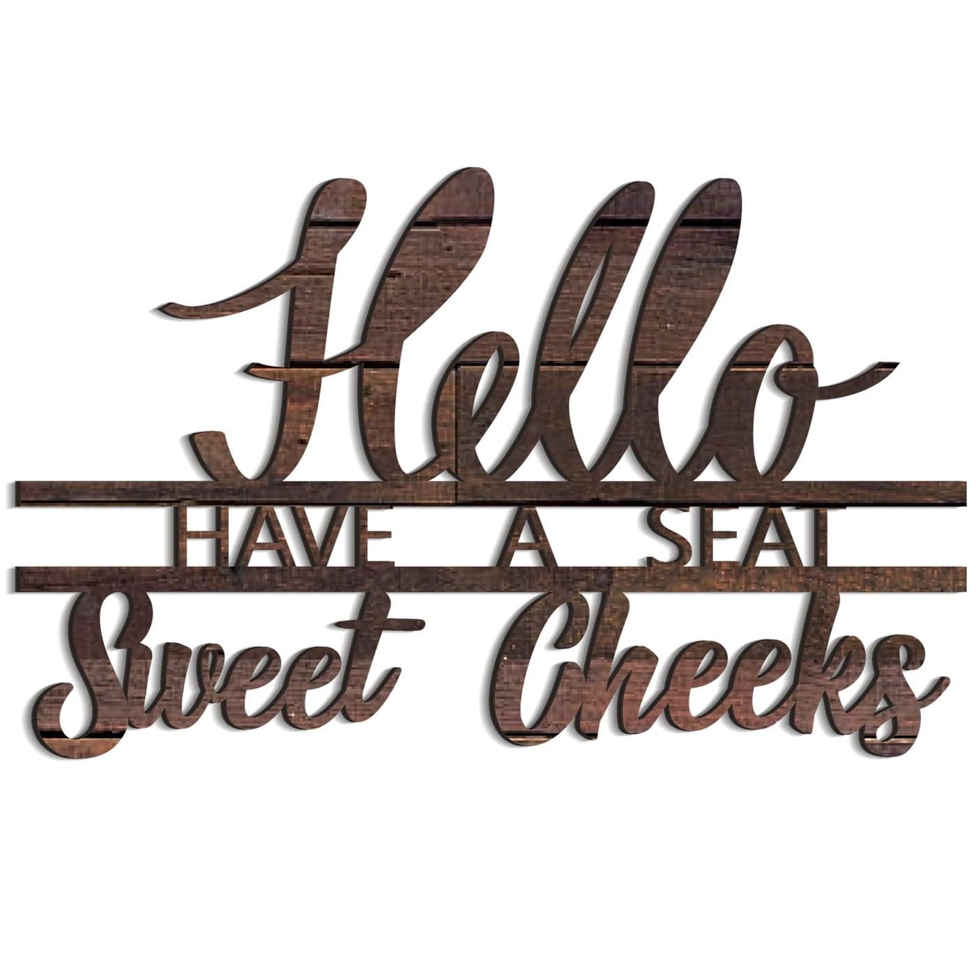 Yulejo Hello Sweet Cheeks Sign Bathroom Wall Art Have a Seat Sign Wooden Bathroom Decor Funny Hello Sweet Decoration Rustic Room Wall Art Wood Letters Farmhouse Home DecorBrown
