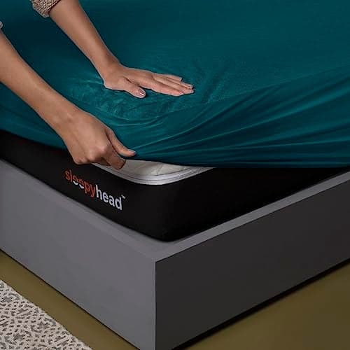 Sleepyhead 100% Waterproof Cotton Feel Mattress Protector | Queen Size, 75 x 60 Inches | Breathable & Ultra Soft Fitted Bed Protector| Deep Teal