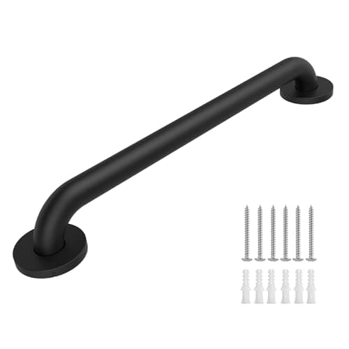 Raemnaky Safety Shower Grab Bars for Seniors Stainless Steel Anti Slip Shower Handle ADA Compliant Hand Rails Holds up to 500 LBS Grab Bars for Elderly for Wall Black 24 Inches