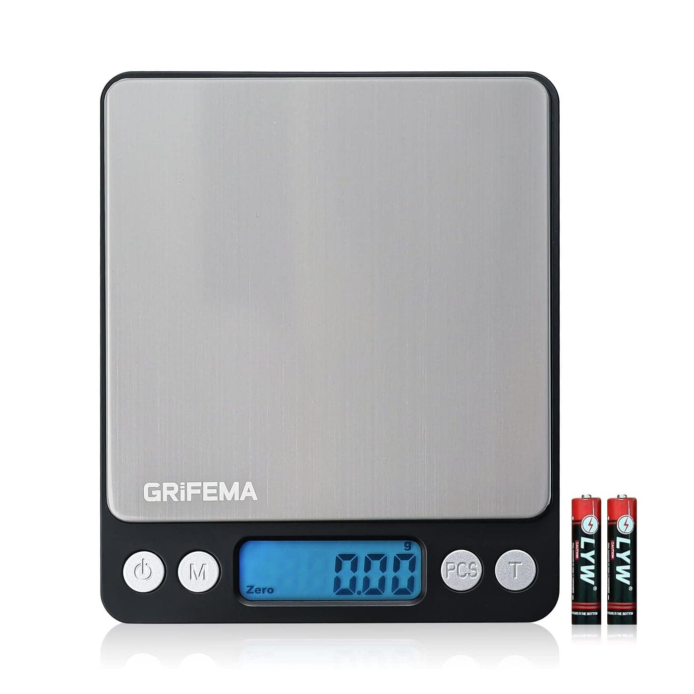 GRIFEMA GA2003 Digital Kitchen Scales with Trays 500g001g Food Weighing Scales Kitchen Pocket Scales with Counter Batteries Included Silver