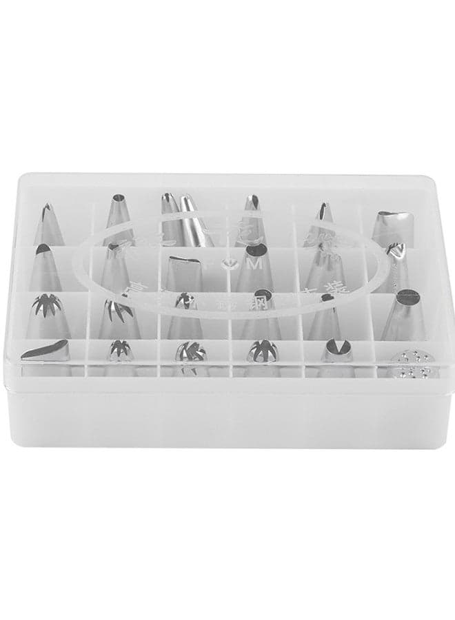 24-Pieces Piping Nozzles Pastry Tips Cupcake Cake Decorating DIY Tool Silver