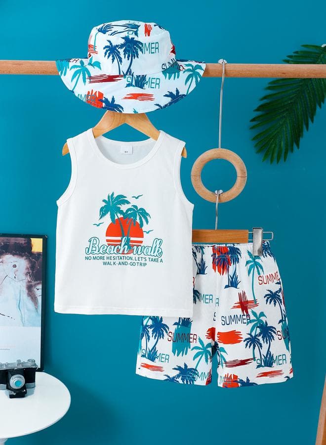 Boys Graphic Print Tank And Shorts Set