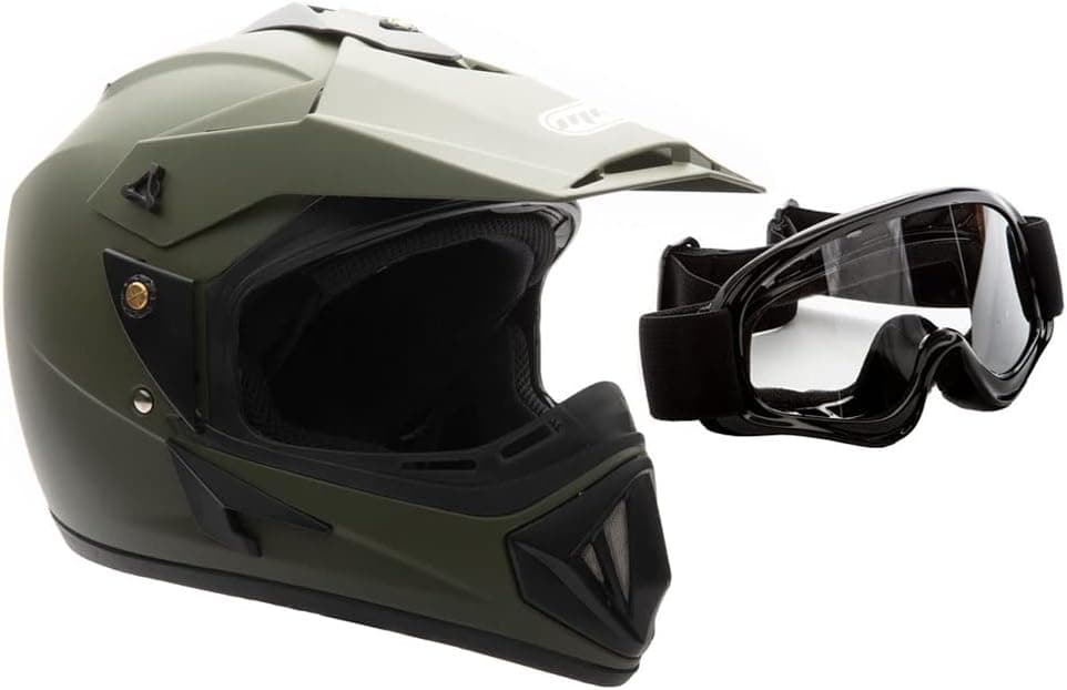 MMG Adult Motorcycle Off Road Helmet DOT - MX ATV Dirt Bike Motocross UTV with Goggles