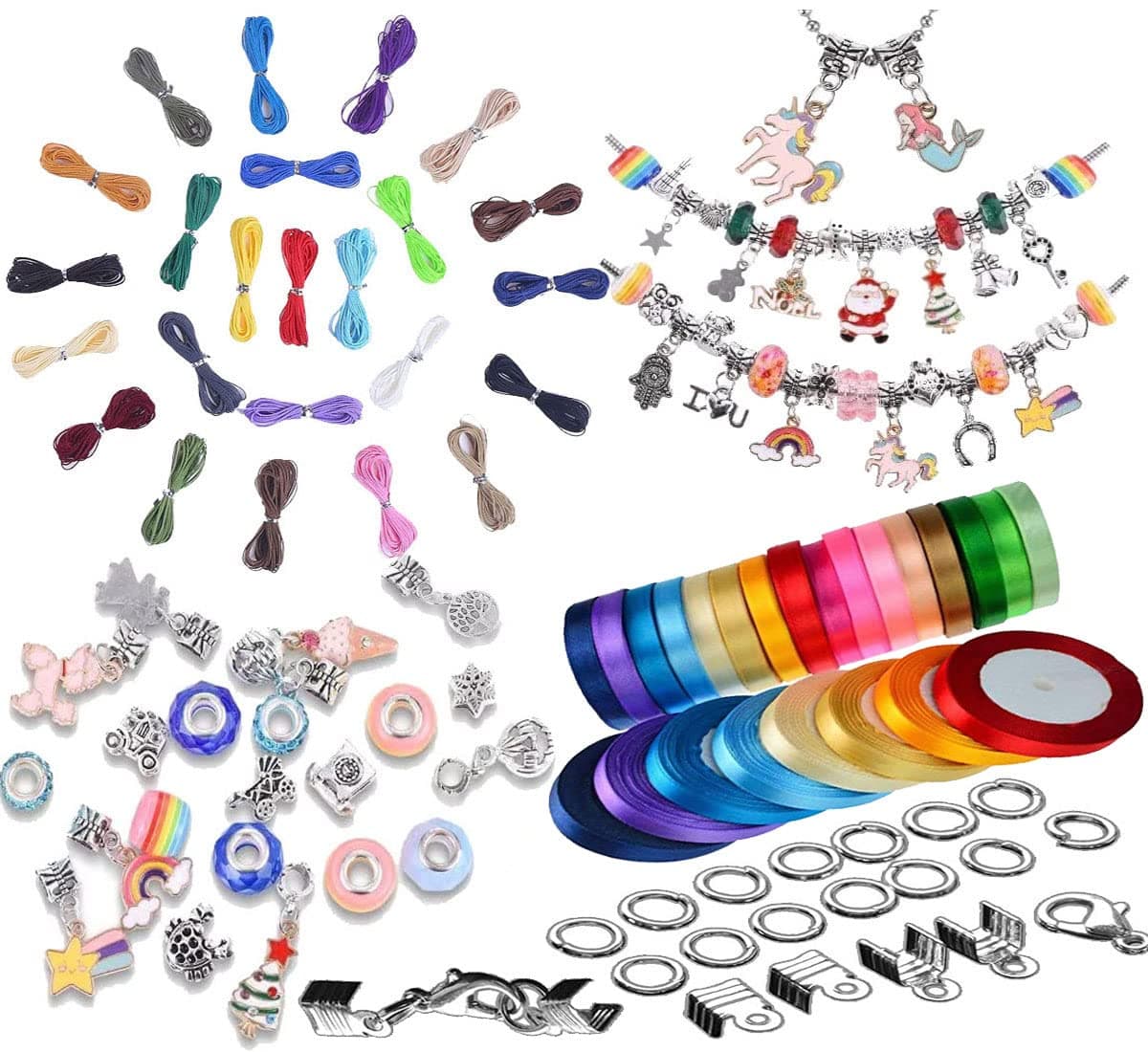 DIY Crafts 400x Pcs Kit Random Kit 101x Pcs Accessory 5x Pendent 50 Mtr StringCord CottonSatin Leather Mixed Item Lot Random Colour for NecklaceBraceletAnklet Othe 400x Pcs Kit Random Kit