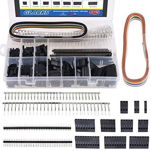 Glarks 635Pcs Connector Housing Male/Female Pin Connector 40 Pin 2.54mm Pitch Pin Headers and 10 Wire Rainbow Color Flat Ribbon IDC Wire Cable