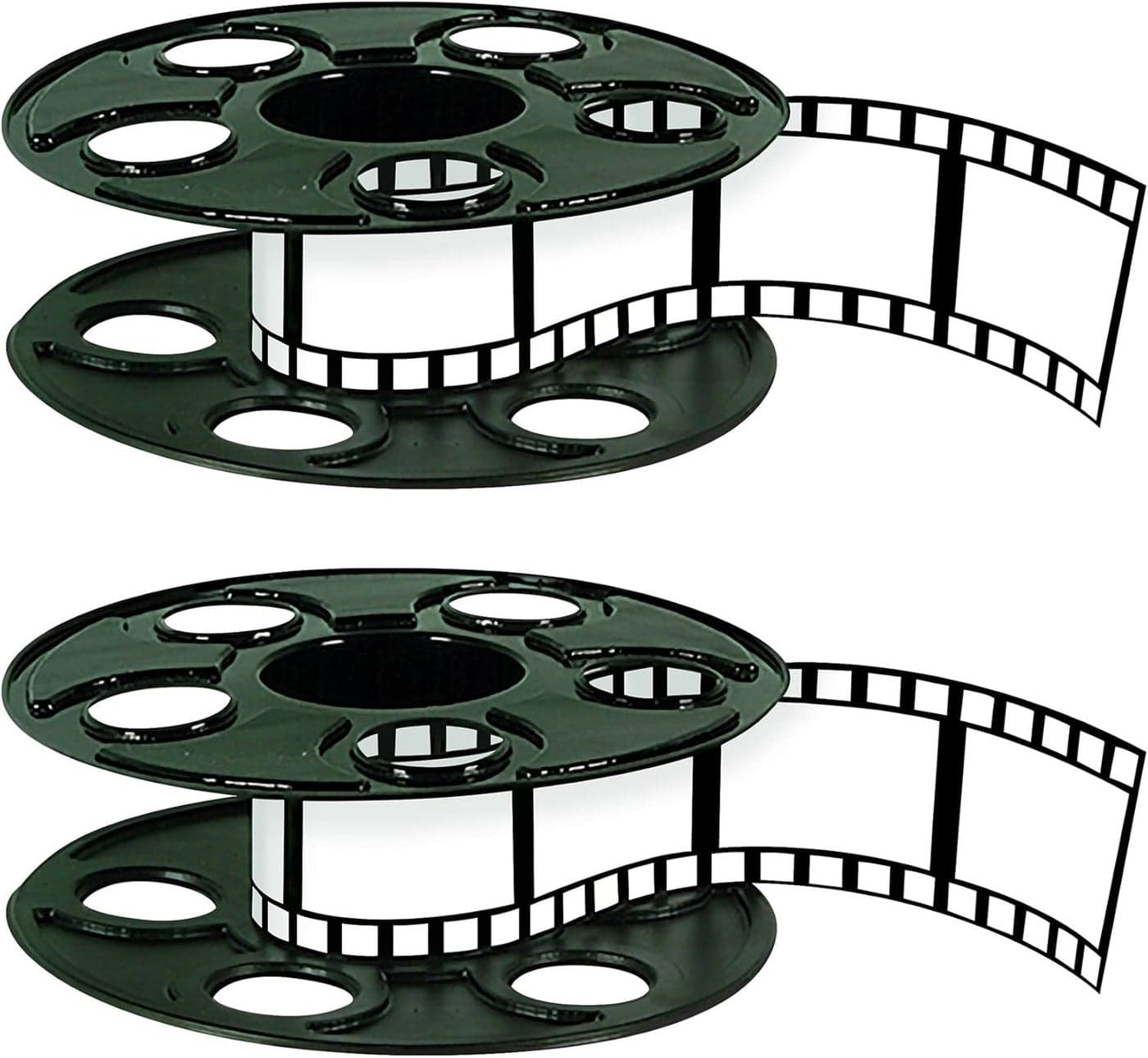 Beistle Movie Reel with Filmstrip Centerpieces 2Count Thin Plastic 3D Cinema Reels with 15Foot Filmstrips Customizable Hollywood Party Decorations for Red Carpet Events Theater Themes 9