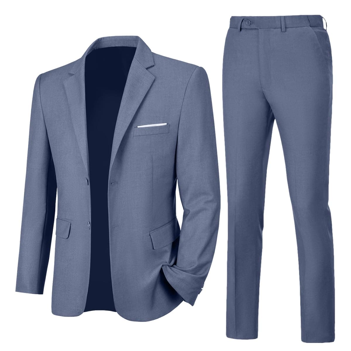 Mens Slim Fit Suits 2 Pieces Suit Formal Dress Suit Blazer Pants Set Wedding Groom Prom Homecoming Denim Blue Tuxedo Suit for Men 6XL