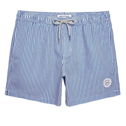 maamgic Mens Swim Trunks 5" with Mesh Lining Quick Dry Bathing Suits for Men Swim Shorts Swimwear Large Blue Stripe