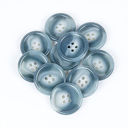Mibo 10pcs Round Melamine Suit & Dress Buttons with Rim - 40L(25mm) - 4 Hole - Light Blue Mix