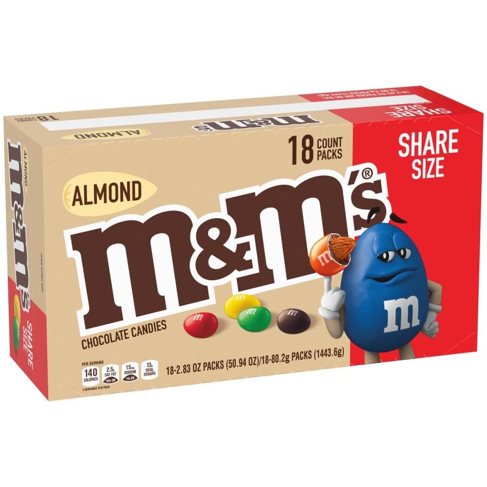MMS Almond Chocolate Candy Full Size 283 oz Bag Pack of 18 Bulk Candy Chocolate