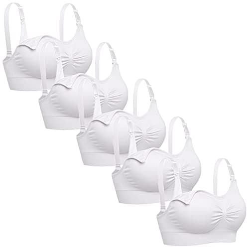 Lataly Womens Sleeping Nursing Bra Wirefree Breastfeeding Maternity Bralette Pack of 5 Color White Size M