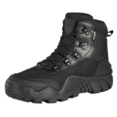 FREE SOLDIER Men's Waterproof Hiking Boots Tactical Work Boots Outdoor Lightweight Military Boots(Black, US 11