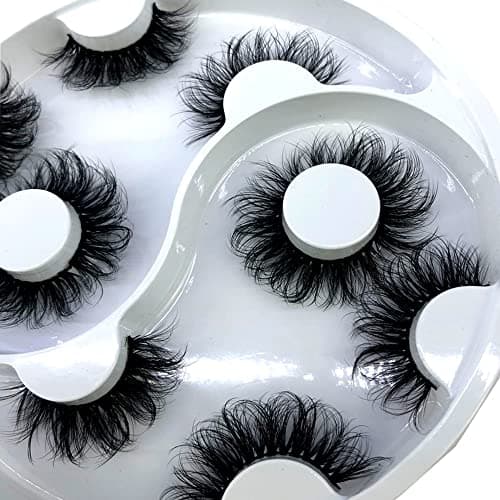 HBZGTLAD 5 Pairs False Eyelashes CatEye Fluffy Faux Mink Lashes 8D Wispy Lashes Dramatic Long Thick Volume Fake Eye LashWX08