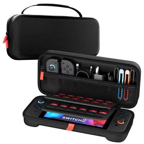 ProCase Carrying Case for Nintendo Switch 2 2025 with 24 Game Card Slots Hard Portable Travel Case Storage Bag Protective Pouch for 2025 Nintendo Switch 2 Console AC Adapter Accessories BlackL