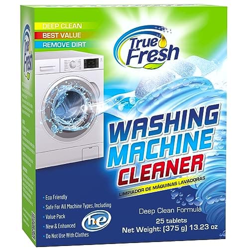 True Fresh Washing Machine Cleaner Tablets – 25-Pack Deep Cleaning for Front Loader, Top Load & HE Washers – Helps Remove Odor-Causing Residues, Pet Hair & Hard Water Buildup – Septic Safe