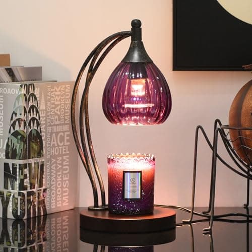 Candle Warmer Lamp with Timer Dimmer Candle Light Warmer for Jar Candles with 2 Bulbs Electric Candle Lamp Wax Warmer for Scented Wax Housewarming Gifts New Home Decor for Women Purple Black