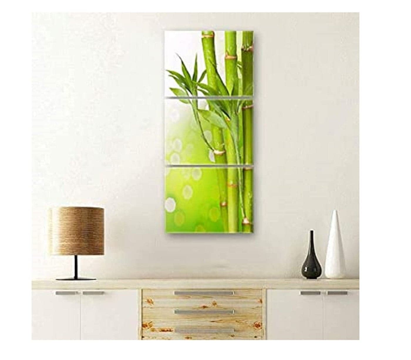 SAF paintings Set of 3 Bamboo Stick Flower UV Coated 6MM MDF Home Decorative Gift Item Painting 12 inch X 27 inch SANFC12102