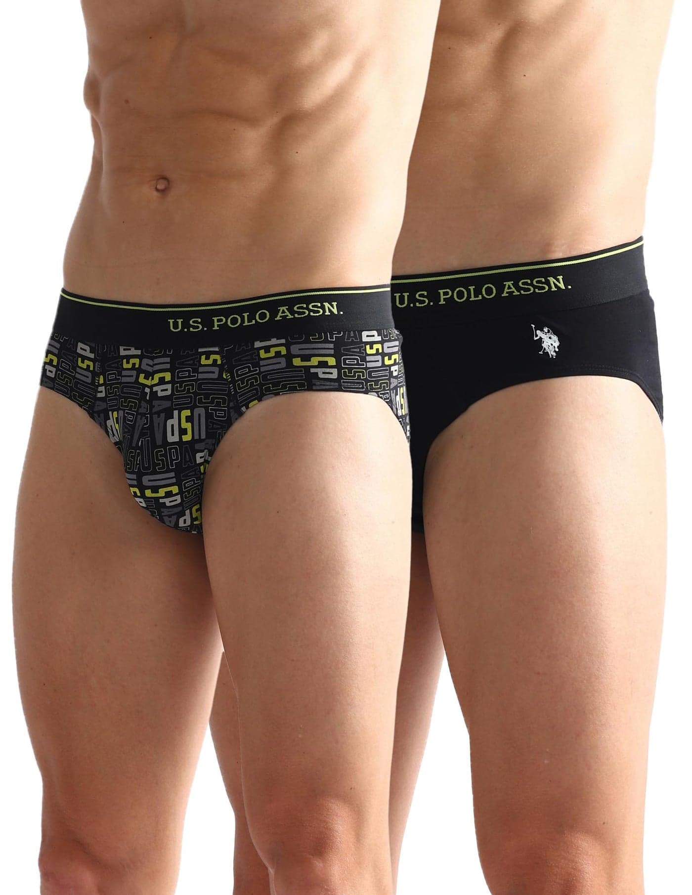 U.S. POLO ASSN. Men's Pure Cotton Antibacterial OEB08 Briefs - Pack of 2(AOP- Black L)
